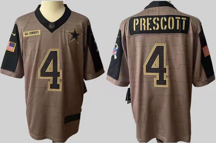 Men Dallas cowboys 4 Prescott Nike Olive Salute To Service Limited NFL Jerseys